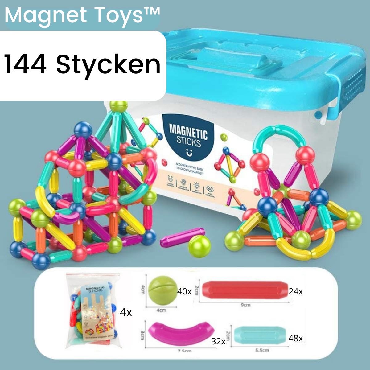 Magnet Toys™ | Utveckla din kreativitet - Magnetiska pinnar